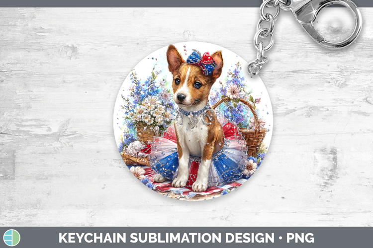 Dogs 03 Patriotic Basenji Keychain Sublimation Keyring Desig