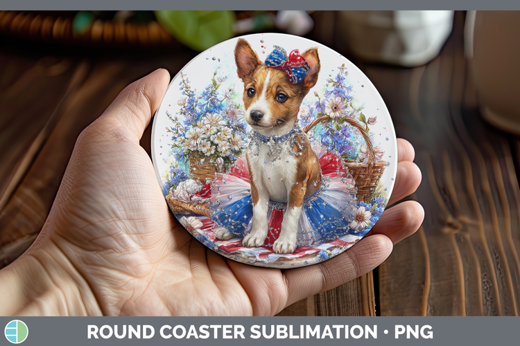 Dogs 03 Patriotic Basenji Round Coaster Sublimation Coaster