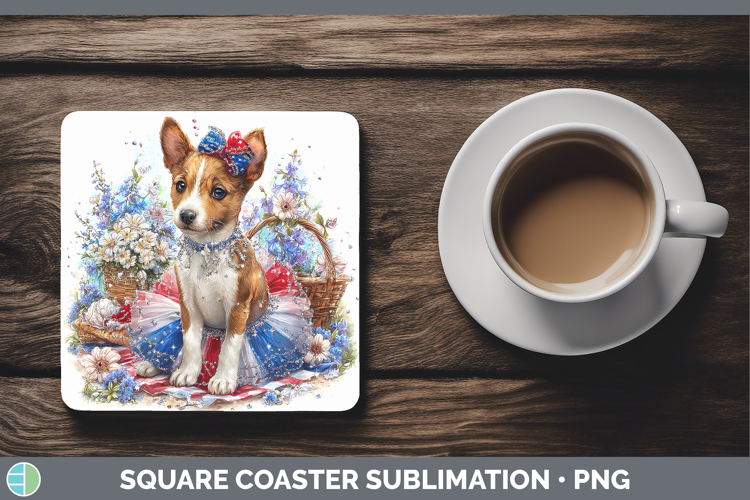 Dogs 03 Patriotic Basenji Square Coaster Sublimation Coaster