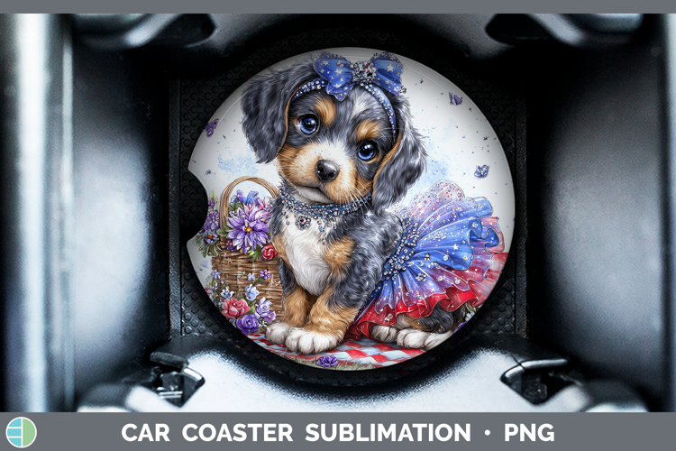 Dogs 03 Patriotic Bluetick Coonhound Car Coaster Sublimation