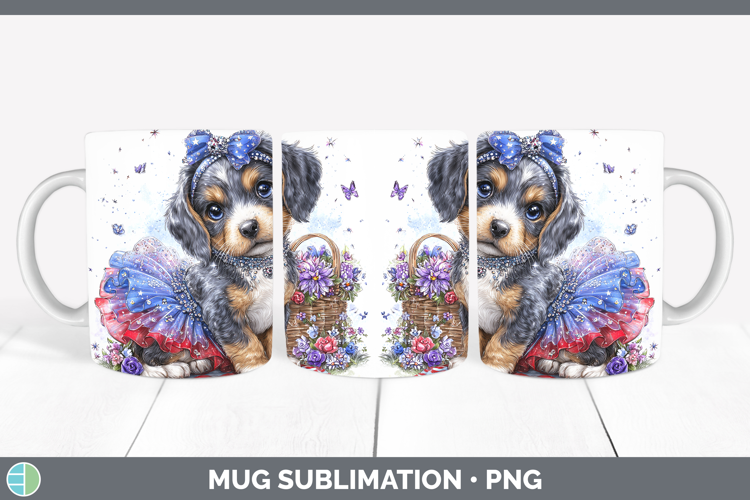 Dogs 03 Patriotic Bluetick Coonhound Mug Wrap Sublimation Co