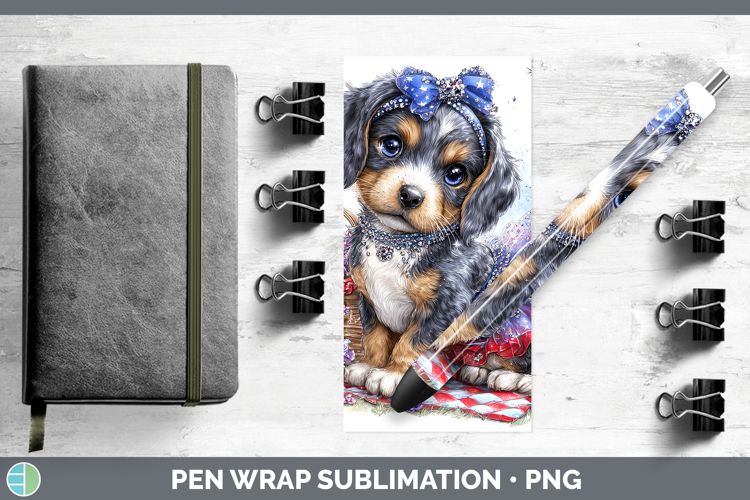 Dogs 03 Patriotic Bluetick Coonhound Pen Wrap Sublimation Pe