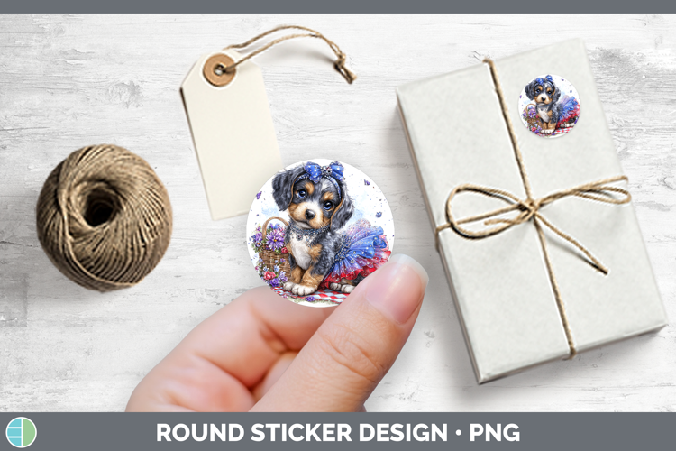 Dogs 03 Patriotic Bluetick Coonhound Stickers | Round Labels