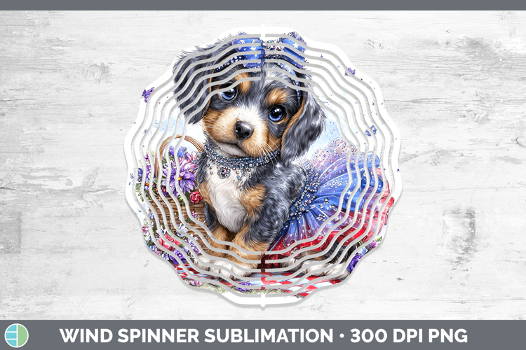 Dogs 03 Patriotic Bluetick Coonhound Wind Spinner Sublimatio