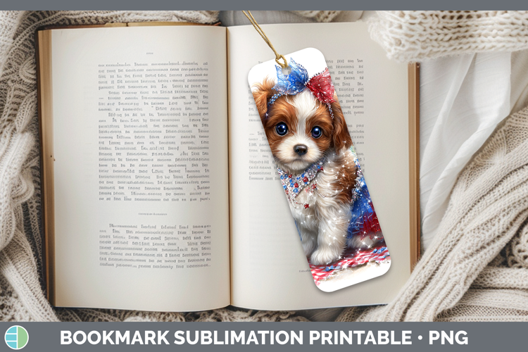 Dogs 03 Patriotic Brittany Dog Bookmark Sublimation Printabl