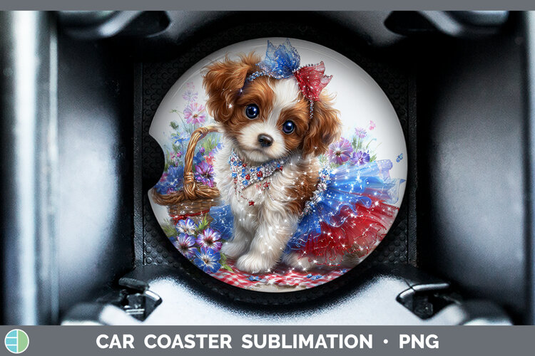 GorgeousDogs 03 Patriotic Car Coaster design.