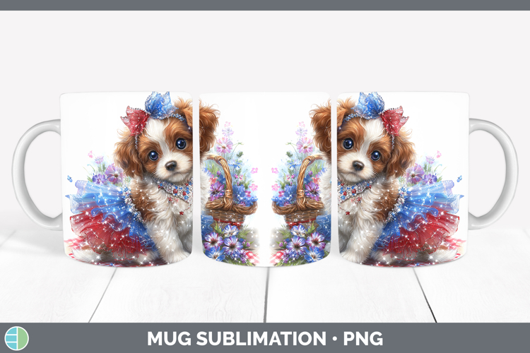 Dogs 03 Patriotic Brittany Dog Mug Wrap Sublimation Coffee C