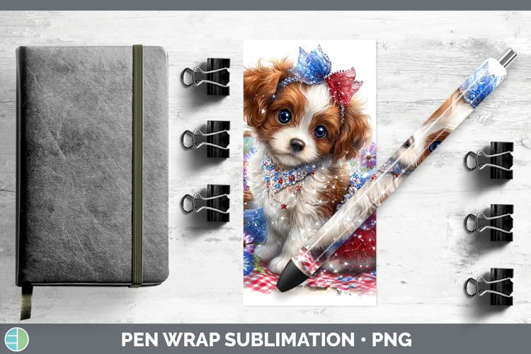 Dogs 03 Patriotic Brittany Dog Pen Wrap Sublimation Pen Desi