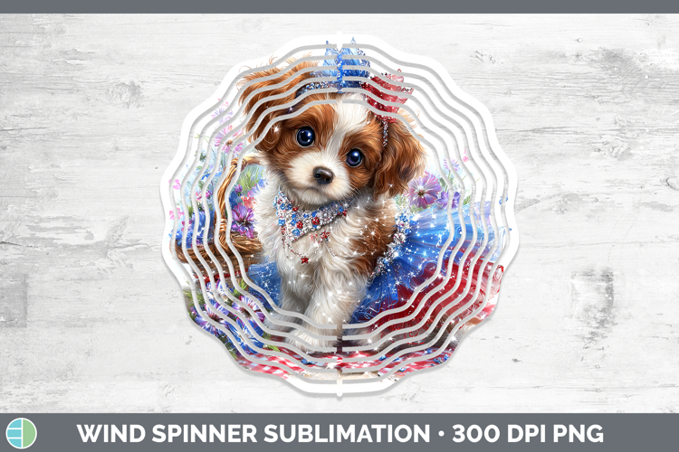 Dogs 03 Patriotic Brittany Dog Wind Spinner Sublimation Spin