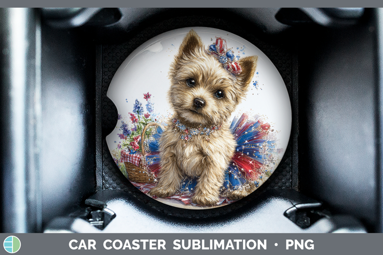 Dogs 03 Patriotic Cairn Terrier Car Coaster Sublimation Des