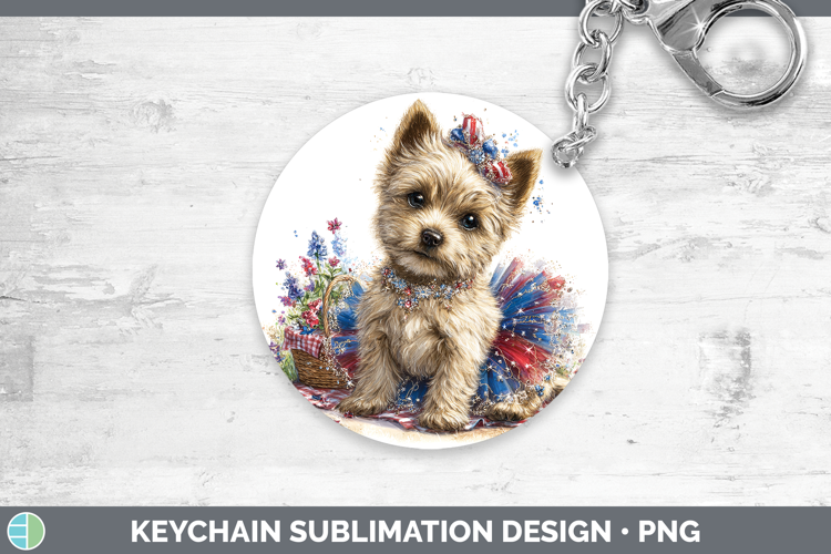 Dogs 03 Patriotic Cairn Terrier Keychain Sublimation Keyring