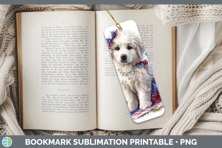 Dogs 03 Patriotic Great Pyrenees Bookmark Sublimation Printa