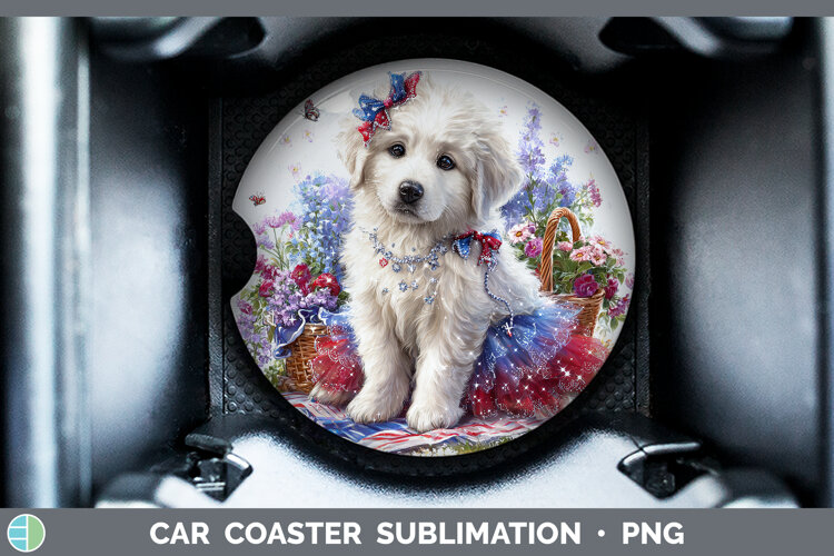 GorgeousDogs 03 Patriotic Car Coaster design.