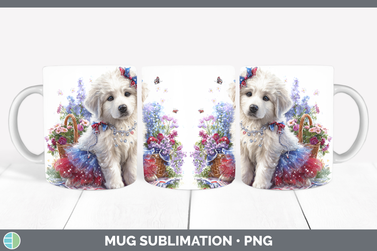 Dogs 03 Patriotic Great Pyrenees Mug Wrap Sublimation Coffee
