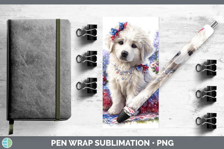 Dogs 03 Patriotic Great Pyrenees Pen Wrap Sublimation Pen De