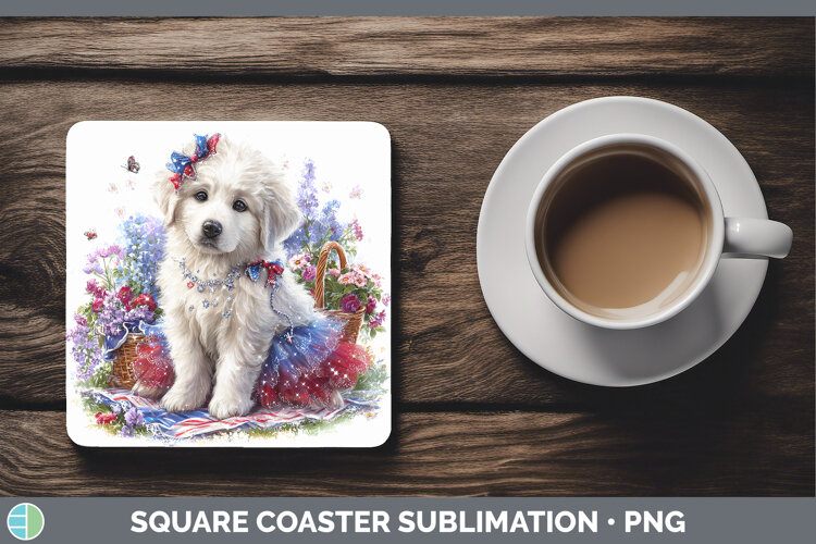 GorgeousDogs 03 Patriotic Square Coaster design.