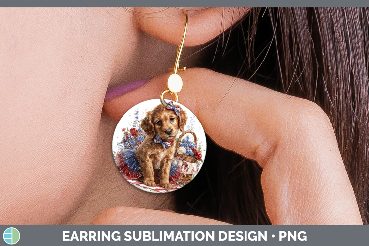 Dogs 03 Patriotic Irish Setter Round Earrings Sublimation Ea