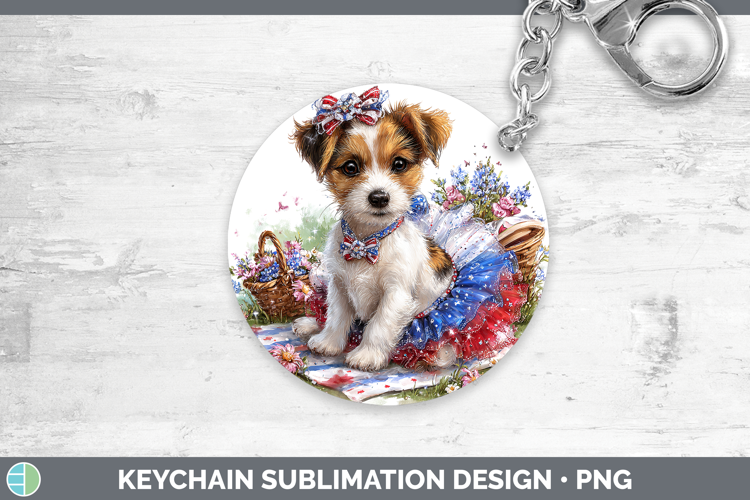 Dogs 03 Patriotic Jack Russell Terrier Keychain Sublimation