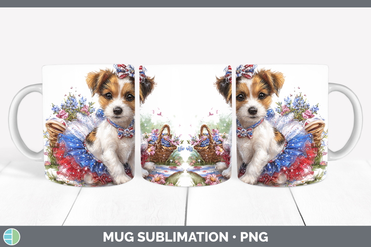 Dogs 03 Patriotic Jack Russell Terrier Mug Wrap Sublimation