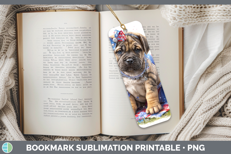 Dogs 03 Patriotic Mastiff Bookmark Sublimation Printable Des