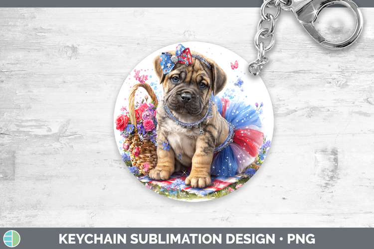 Dogs 03 Patriotic Mastiff Keychain Sublimation Keyring Desig