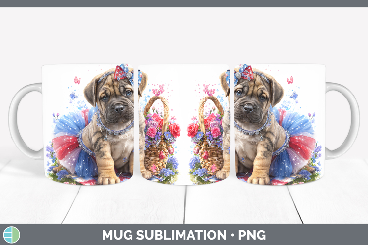 Dogs 03 Patriotic Mastiff Mug Wrap Sublimation Coffee Cup De
