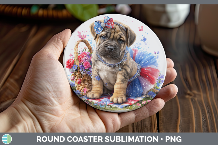 Dogs 03 Patriotic Mastiff Round Coaster Sublimation Coaster