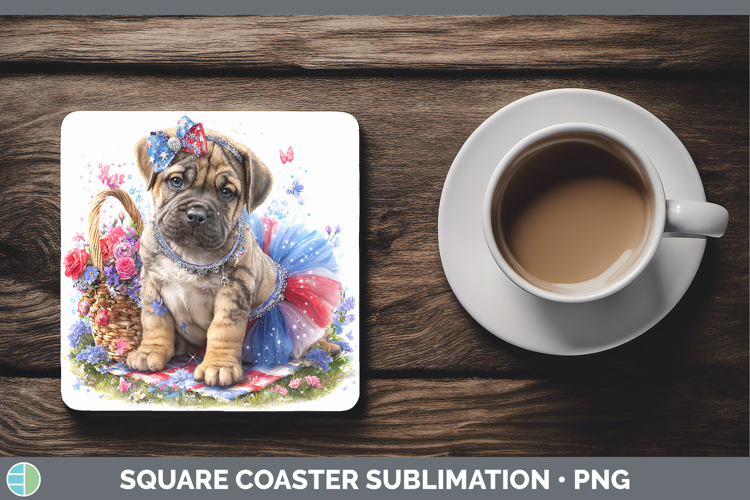 Dogs 03 Patriotic Mastiff Square Coaster Sublimation Coaster