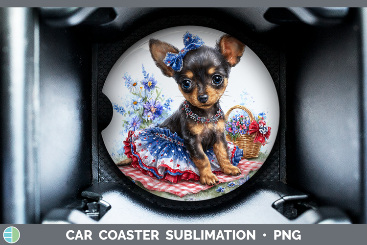 Dogs 03 Patriotic Miniature Pinscher Car Coaster Sublimation