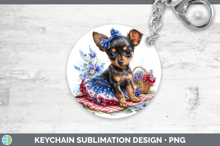 Dogs 03 Patriotic Miniature Pinscher Keychain Sublimation Ke