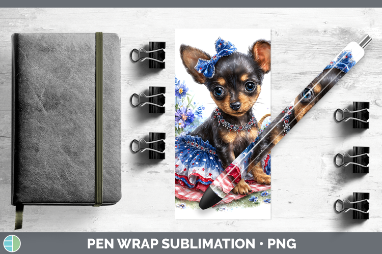 Dogs 03 Patriotic Miniature Pinscher Pen Wrap Sublimation Pe