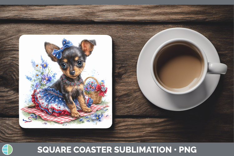 Dogs 03 Patriotic Miniature Pinscher Square Coaster Sublimat