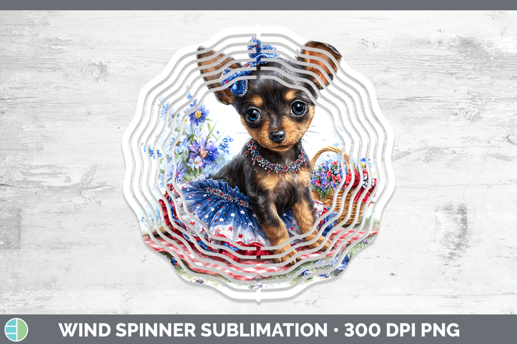 Dogs 03 Patriotic Miniature Pinscher Wind Spinner Sublimatio