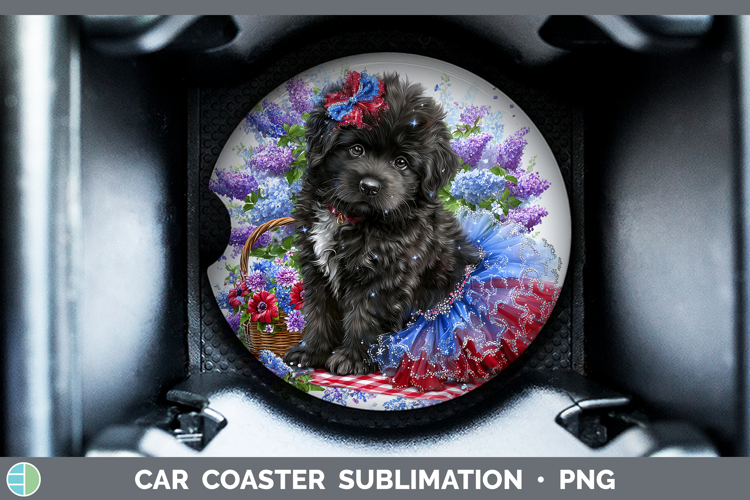 Dogs 03 Patriotic Newfoundland Car Coaster Sublimation Desi