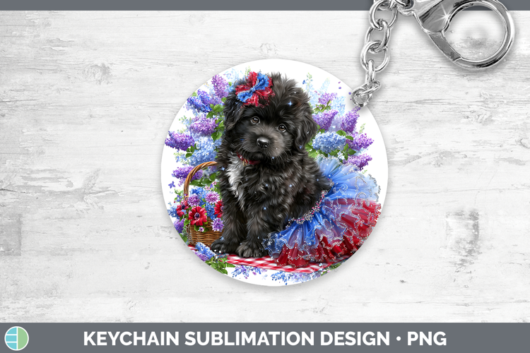 Dogs 03 Patriotic Newfoundland Keychain Sublimation Keyring
