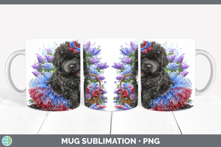 Dogs 03 Patriotic Newfoundland Mug Wrap Sublimation Coffee C
