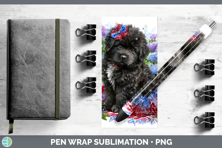 Dogs 03 Patriotic Newfoundland Pen Wrap Sublimation Pen Desi