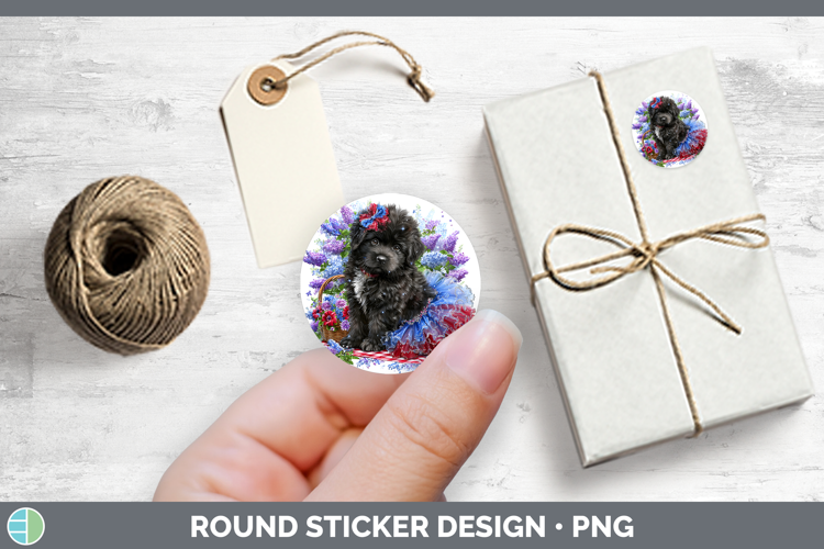 Dogs 03 Patriotic Newfoundland Stickers | Round Labels Desig