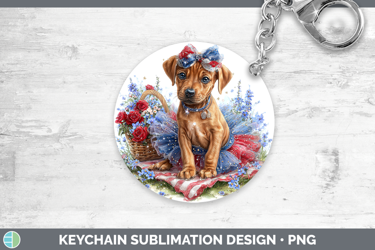 Dogs 03 Patriotic Rhodesian Ridgeback Keychain Sublimation K