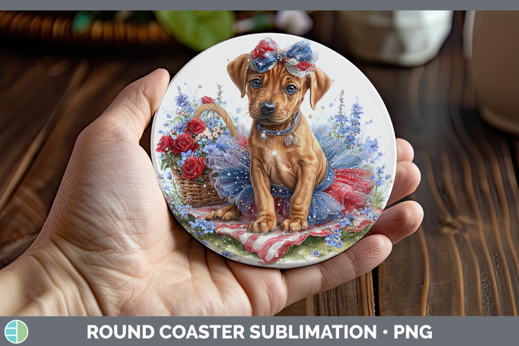 Dogs 03 Patriotic Rhodesian Ridgeback Round Coaster Sublimat