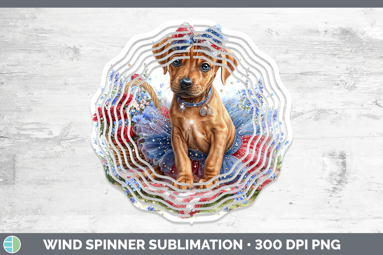 Dogs 03 Patriotic Rhodesian Ridgeback Wind Spinner Sublimati