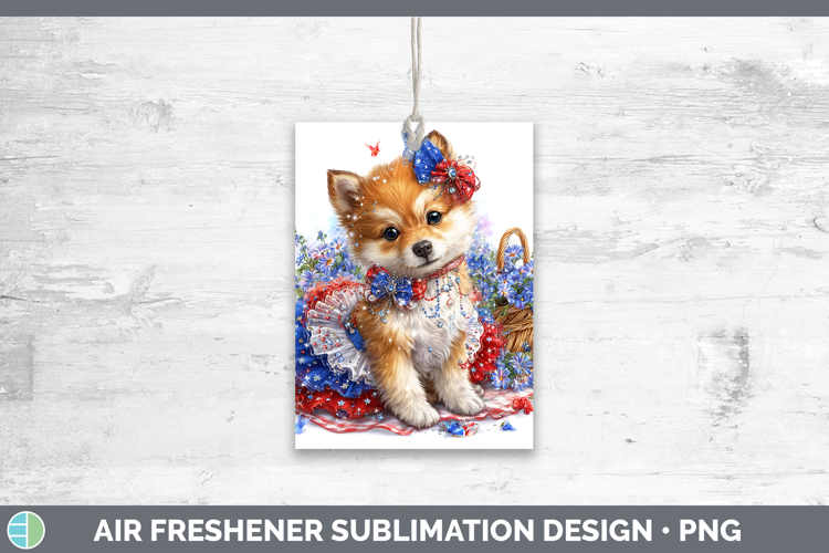 Dogs 03 Patriotic Shiba Inu Air Freshener Sublimation Car Fr