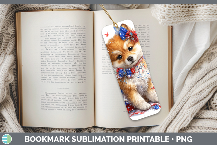 Dogs 03 Patriotic Shiba Inu Bookmark Sublimation Printable D