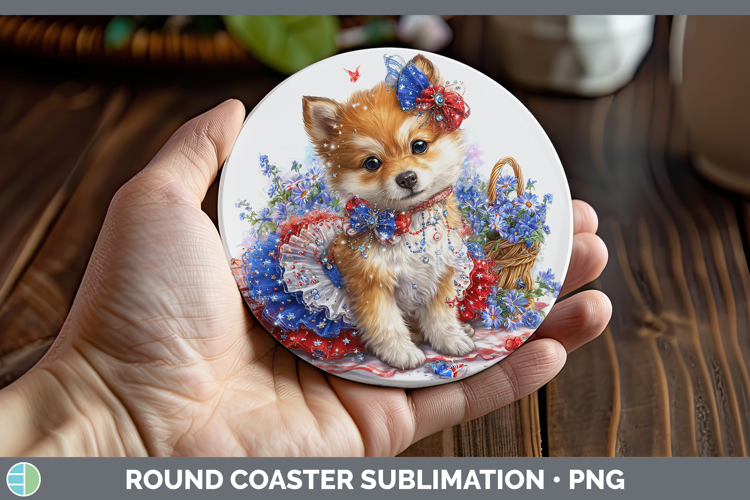 Dogs 03 Patriotic Shiba Inu Round Coaster Sublimation Coaste