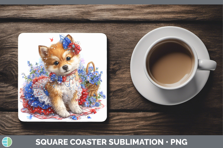 Dogs 03 Patriotic Shiba Inu Square Coaster Sublimation Coast
