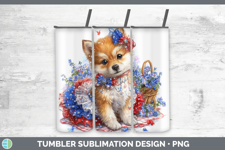 Dogs 03 Patriotic Shiba Inu Tumbler Sublimation 20 oz Skinny