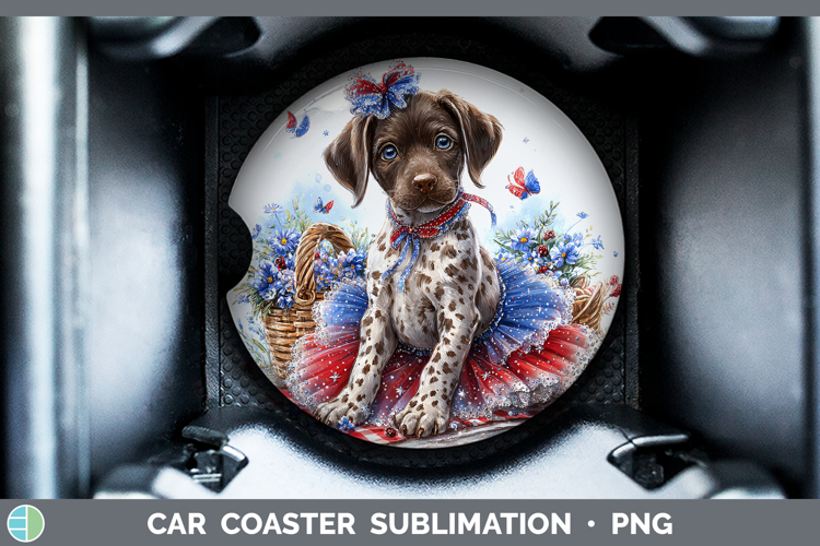 Dogs 03 Patriotic Shorthaired Pointer Car Coaster Sublimatio