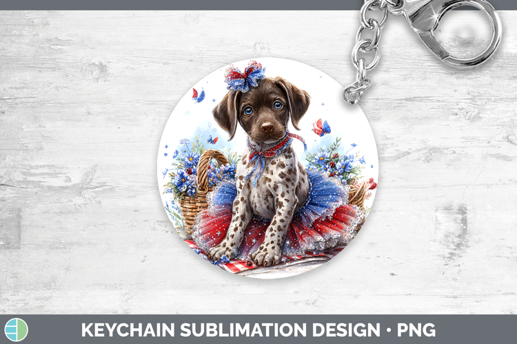 Dogs 03 Patriotic Shorthaired Pointer Keychain Sublimation K