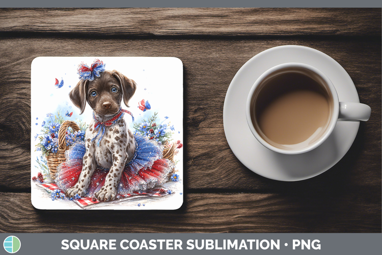 Dogs 03 Patriotic Shorthaired Pointer Square Coaster Sublima