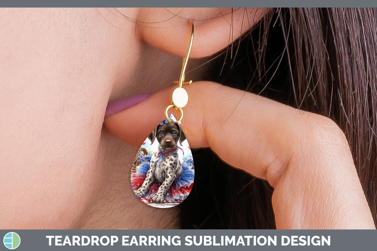 Dogs 03 Patriotic Shorthaired Pointer Teardrop Earrings Subl